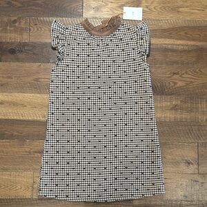 Chic Houndstooth Dress with Brown Accents